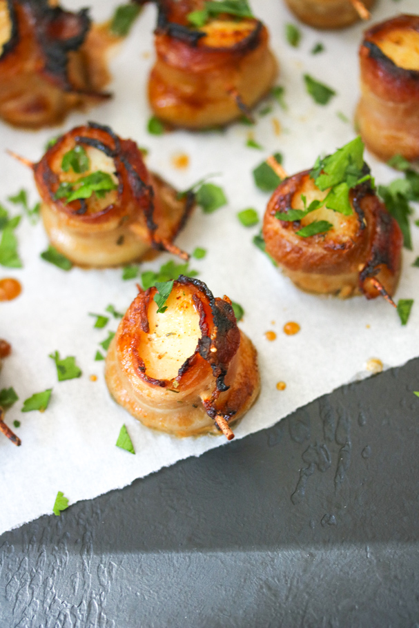 Scallops Wrapped with Apple Smoked Bacon