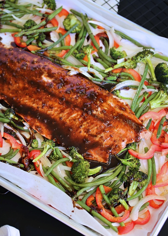 Sheet Pan Teriyaki Salmon Vegetables Paleo Whole30 Just Jessie B