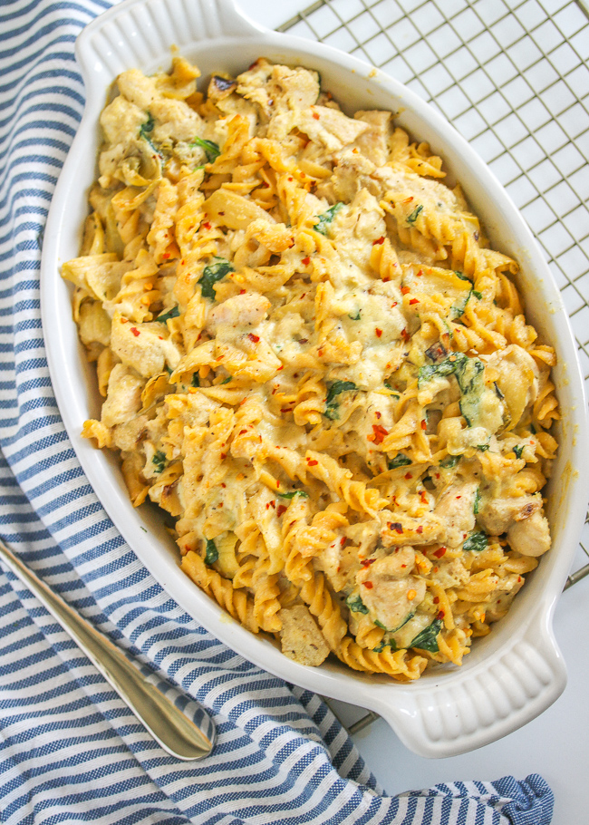 Creamy Chicken, Spinach, & Artichoke Pasta | GF, DF – Just Jessie B