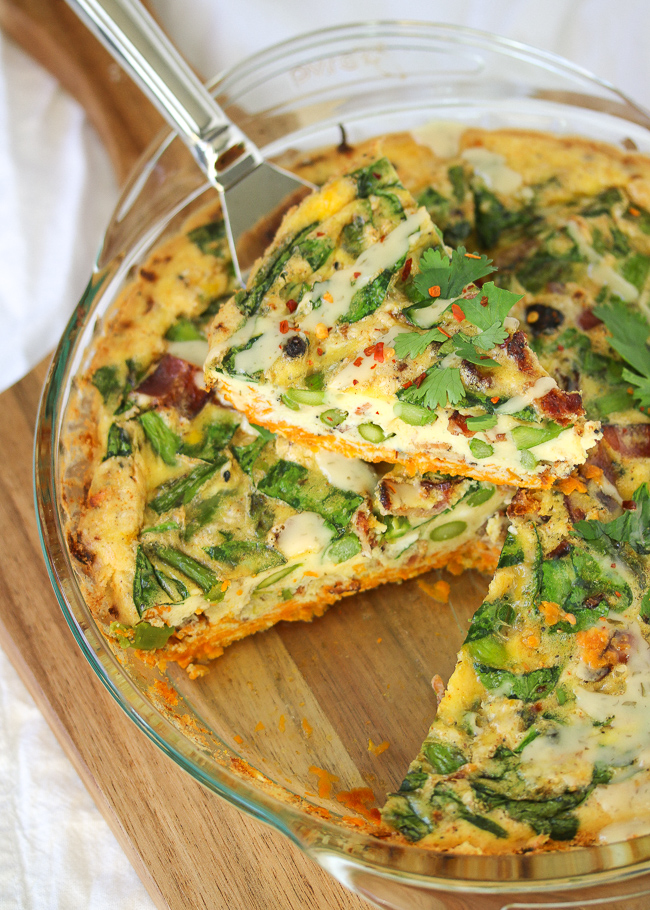 Bacon & Asparagus Quiche with Sweet Potato Crust | PALEO, Whole30, Keto ...