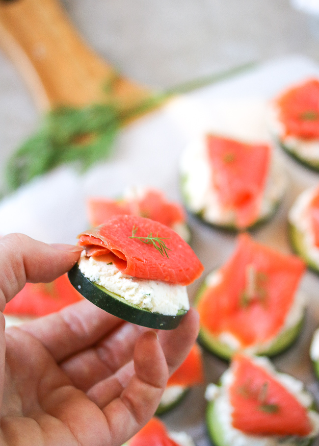 Smoked Salmon & Herbed Ricotta Cucumber Bites | PALEO, Whole30, Keto ...