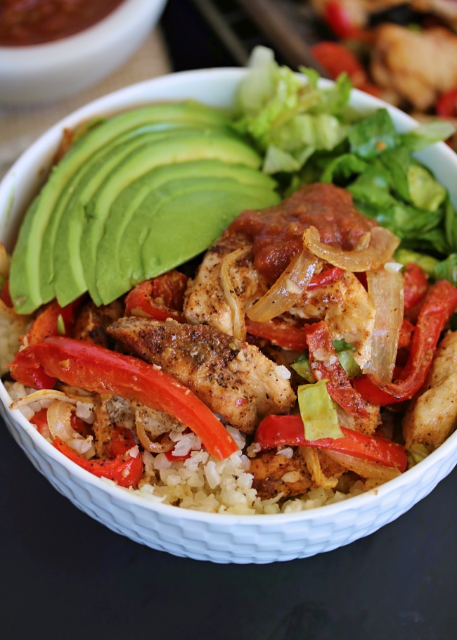 Sheet Pan Chicken Fajita Rice Bowls PALEO, Whole30 Just Jessie B