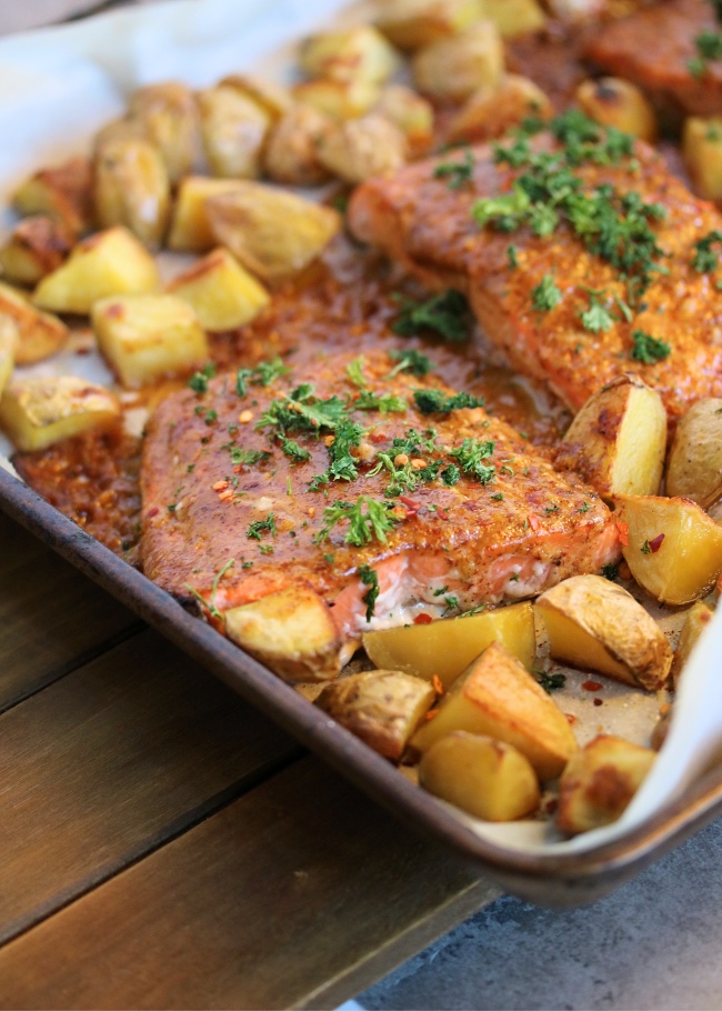 Sheet Pan Honey Dijon Salmon & Potatoes PALEO Just Jessie B